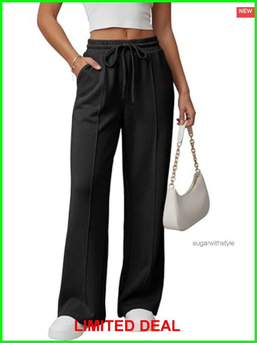 Wide Leg Sweatpants Drawstring High Waist Lounge Athletic Pants